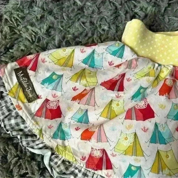 Matilda Jane Yellow/Aqua/Red Camping Tent Skirted Diaper Cover 6 Months - Picture 3 of 6
